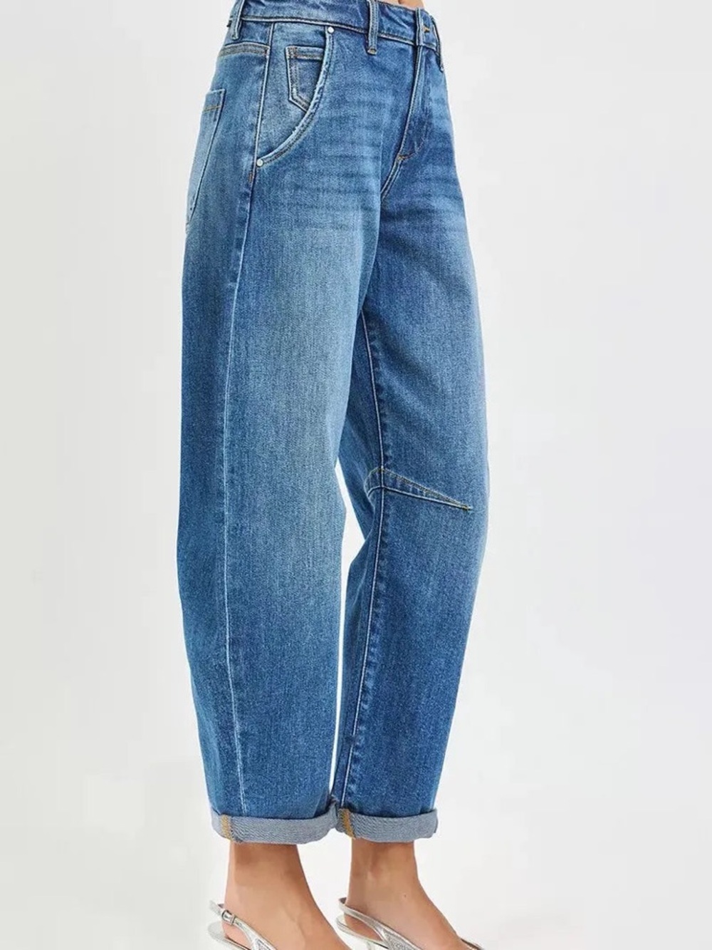 Risen Cropped Slouchy Cropped
Barrel Jeans NWT Sz 27 boho chic Baggy minimalist - Picture 2 of 16